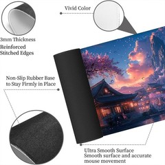 Cherry Blossom Mouse Pad Large Japanese 31.5L x 11.8W inches,