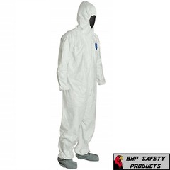 DUPONT TY122S WHITE TYVEK COVERALL BUNNY SUIT ATTACHED HOOD & BOOTS (PACK OF 6)