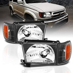 AmeriLite Replacement Halogen Headlights With Corner Lamp + Bracket For