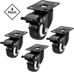 Durable 2 Inch Heavy Duty Caster Wheels – Locking and Easy to Install, Set of 4