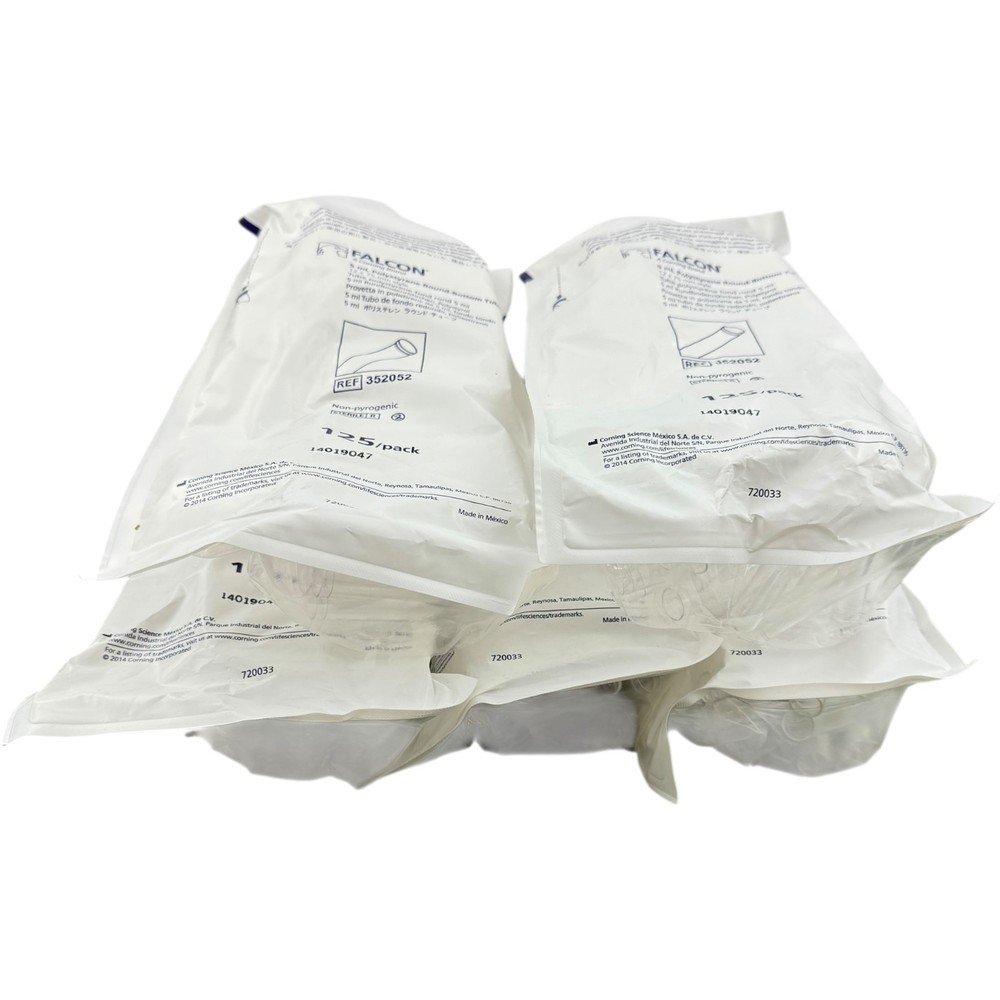 5 Pack of BD Falcon 5ml Polystyrene Round Bottom Tube 12x75mm 125 per Pack
