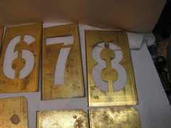 Vintage CH Hanson 45 Brass Stencils 4” Letters Numbers +Punctuation with OLD Box