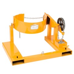 Forklift Tilting 55 Gallon Drum Dumper Steel Yellow 800 Lb. Capacity