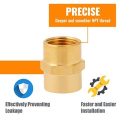 4-Pack 1/4 Inch Female Hex Couplings, 1/4” NPT Female Brass Hex Nipple Adapters