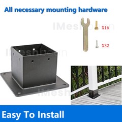 4 x 4 Post Anchor Post Base Black Powder-Coated Bracket for Deck Supports 4pcs