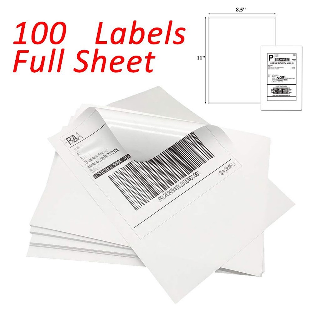 100 8.5″X11″ Full Sheet Shipping Mailing Labels Self Adhesive for Laser Inkjet