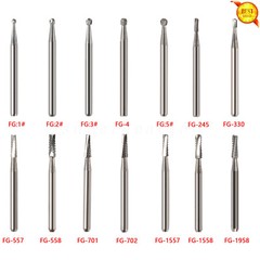 10-100 PCS Dental Carbide Tungsten Steel Burs Drills FG For High Speed Handpiece