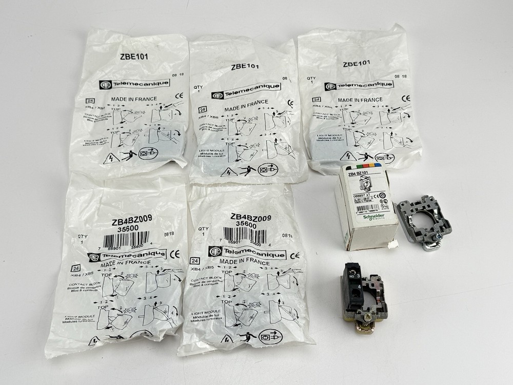 Lot of Telemecanique – 3x ZBE101 , 2x ZB4BZ009, 1x ZB4 BZ101 New in Bag + Extras