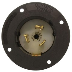 50 Amp 125/250 Volt CS6375 4-Prong Locking Male Plug Inlet Assembly by AC WORKS®