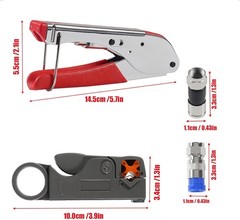 Coax Cable Crimper Tool Kit with 20pcs F Type RG59 RG6 Compression Connectors Co