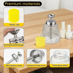 Glass Acetone Dispenser Push Down Pump Alcohol Bottle Cone Top