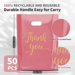 Gute 50 Pack Thank You 1 Count (Pack of 50), Pink-9×12 Inch(50pcs)