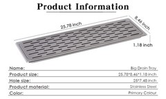 Stainless Steel Drip Tray 25.78″x8.46″ Bar Coffee Beverage Drain Tray w Grate