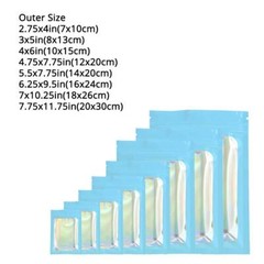 Multi-Size Double-sided Blue Glossy Foil Mylar Flat Zip Lock Bag w/Front Window