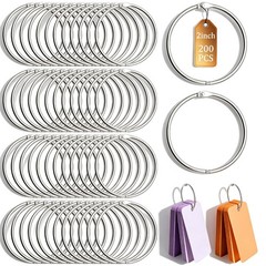 200 Pack 2″ Metal Loose Leaf Binder Rings | Nickel Plated Book Rings for Crafts,