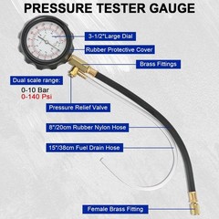 0-140PSI Fuel Injector Injection Pump Pressure Tester Gauge Kit Car Tools
