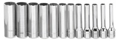 12pc 4 – 14mm 1/4″ Drive 6 Point Deep Chrome Clip Rail Socket Set Williams USA