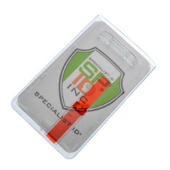 2 Pack -Rigid Hard Plastic Vertical Badge Holder- Slide Out Tab by Specialist ID