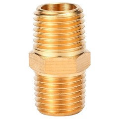 4pcs Solid Brass Hex Nipple 1/4″ x 1/4″ NPT Male Thread Pipe Fitting Adapter
