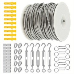15/30m Stainless Steel PVC Coated Cable Rope Kit Heavy Duty Garden Fence Wire
