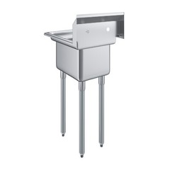 22 in. x 18 in. Stainless Steel One Compartment Sink. 12 in x 16 in x 10in Bowls