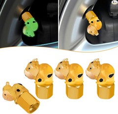 Glow in The Dark Tire Valve Caps, 4 PCS Yellow Car Accessories f Color: yellow