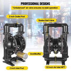 Air-Operated Double Diaphragm Pump 2″ Inlet Outlet Petroleum Fluid 140GPM