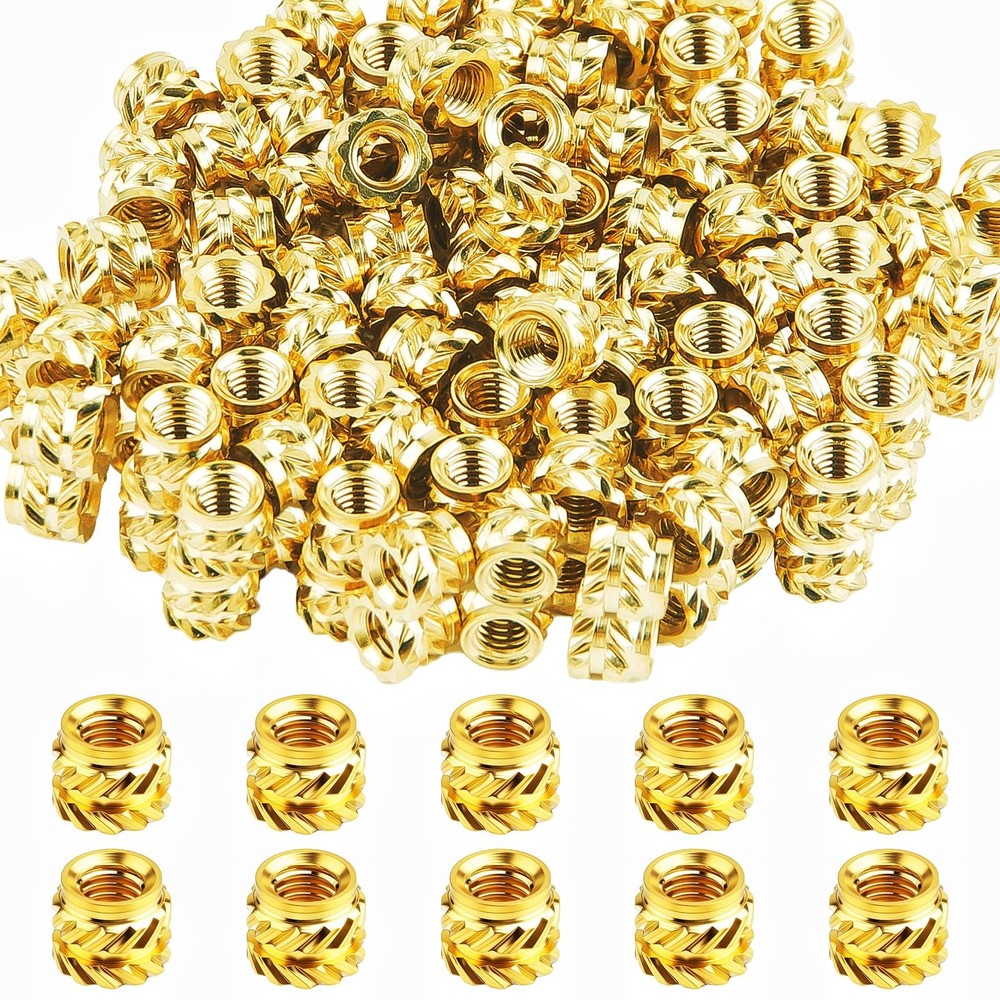 100 PCS M3 Threaded Insert x 4mm x 5mm Heat Set Inserts, 3D M3x4x5mm, Gold