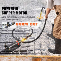 Electric Concrete Vibrator, 1500-Watt, 16000 VPM, Concrete Vibrating Tool Portab
