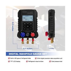 Digital Manifold Gauge, HVAC Refrigerants Digital AC Gauges Set with 2 Thermo…