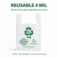 Extra Heavy Duty 1/6 21 x 6.5 x 11.5 4.0 mil T-Shirt Plastic Grocery Shopp Bags