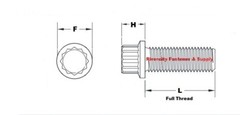 (5) 1/4-20×3/4 Alloy Steel 12 Point Flange Screws 1/4x20x3/4 Extra Strong Bolts