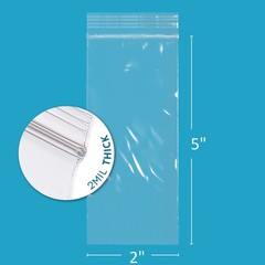 GPI 2″ x 5″ Small Zip Bags, 1000 Count, 2 Mil, Clear Plastic Reclosable Zipp…