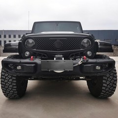 Front Grill with Mesh Matte Black Grille For Jeep Wrangler 2007-2018 Rubicon