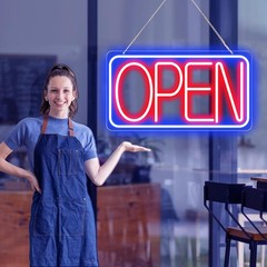 Ultra Bright Blue Red Horizontal Led Neon Sign 16.5″ x 9″ Plug In Electric