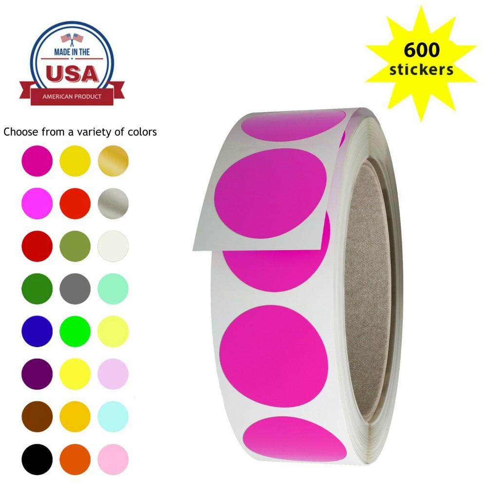 Royal Green Colored Circle Stickers 1.5 Inch (38mm) Color-Coding Roll 600 Pack