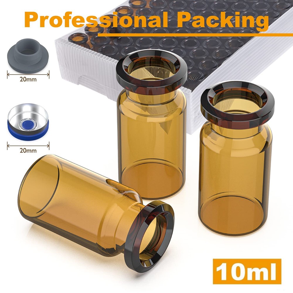 10ml Amber Glass Vials-2-1/2 Dram Amber Glass Headspace Vials 100 Pack