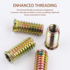 NEW 10/20pcs M4–M10 Zinc Threaded Insert Nuts Hex Socket for Wood Furniture
