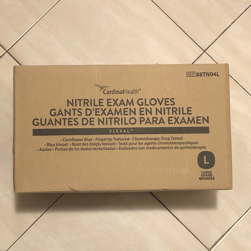 Cardinal Health Nitrile Exam Gloves Size LARGE: Case Load (2,00 Count)