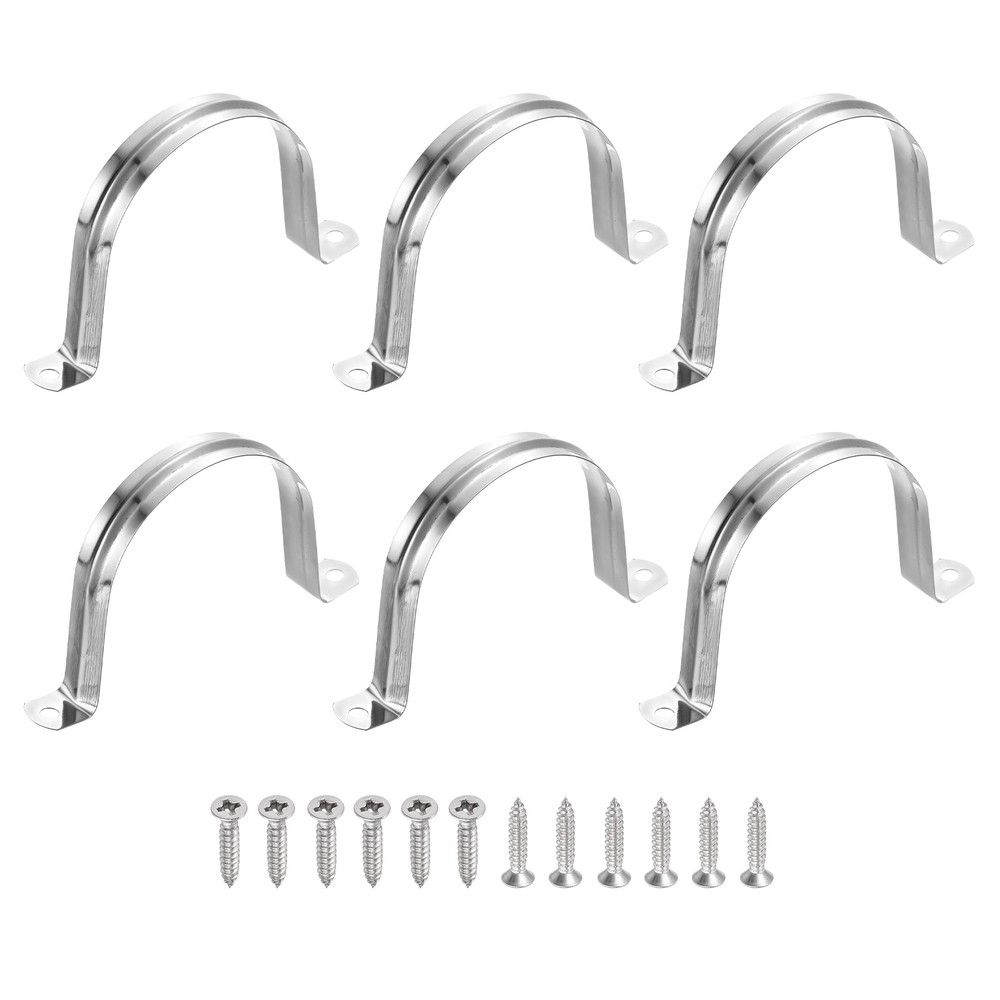 6 Pieces for 80mm (3-1/8″) 304 Stainless Steel Rigid Ties with Screws, Silver
