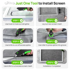 King&Charles Versatile Screen Roller Tool, 3 in 1 Spline/Repair Black
