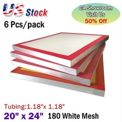 6pcs 20″ x 24″ Aluminum Frame with 180 White Mesh Silk Screen Printing Screens