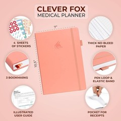 Clever Fox Large Medical Planner 12-Month Medical Notebook 7×10.5″ (Light Pink)