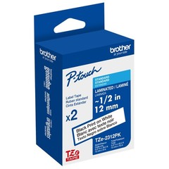 Genuine Brother TZe-2312PK Black on White 12mm 1/2″ P-Touch Label Tape