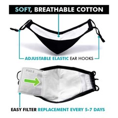 Face Nose Mask Unisex Washable Reusable Soft Double Layer Cotton & 12 Filters