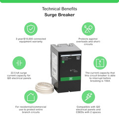 Square D Homeline Surgebreaker 25Ka Surge Protection Device 120/240V 1-Phase