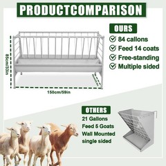 Pasture Hay Feeder 5-Feet Long 77 Gallon Livestock Feeder For Farms Sheep Sheds