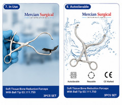 Soft Tissue Bone Reduction Forceps With Ball Tip 03.111.750 Stainless 3PCS Set