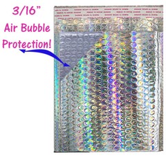 5X9″ 6X10, 8.5X12, 9.5X13″ Holographic Bubble Mailers, Metallic Padded Envelope