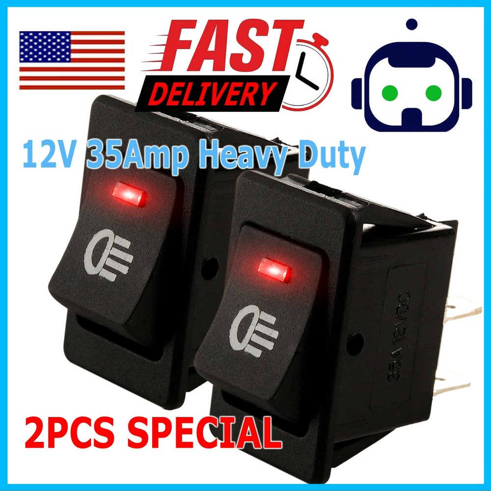 2X Red LED 12V 35Amp Heavy Duty Toggle Flick Switch On Off Car Dash Light SPST